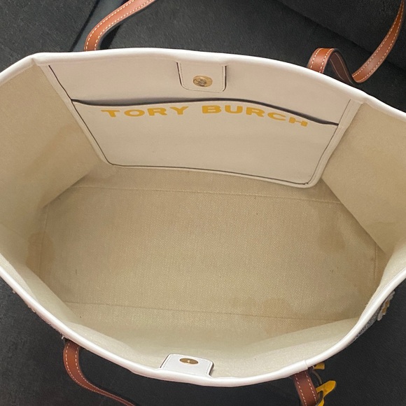 Tory Burch Blue and Brown Floral Tote - Picture 12 of 14